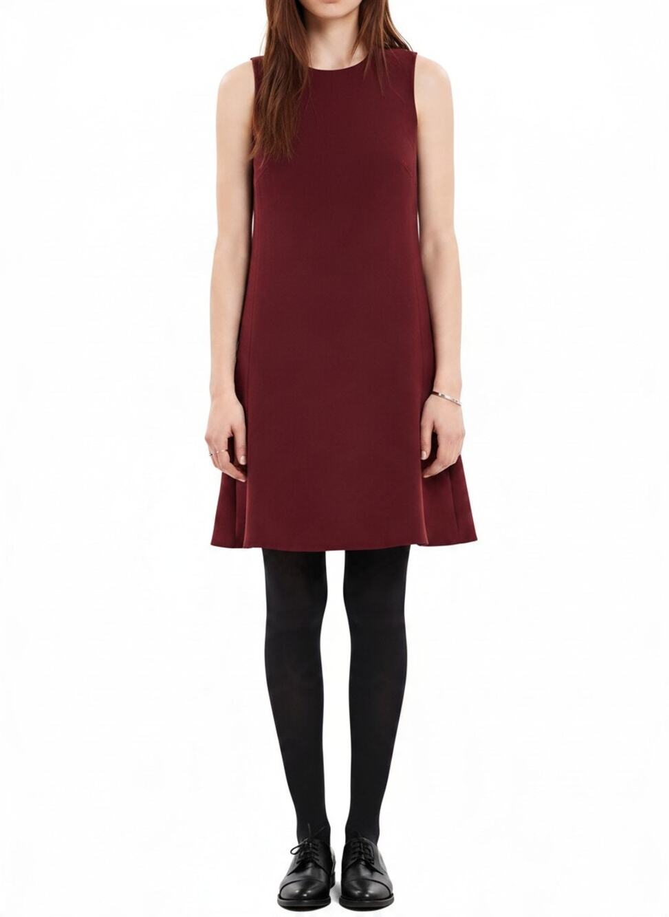 NWT Madewell Foyer Drop Waist Wool Blend Dress Cabernet 4